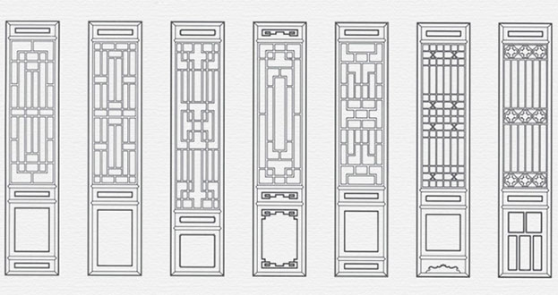 鸠江常用中式仿古花窗图案隔断设计图